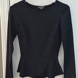 Bebe Women's Black Peplum Cut Out Back Top